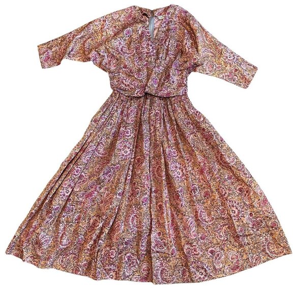Jerry Gilden Spectator Floral Print Vintage Retro Dress 1950s Size Small Women's - Picture 1 of 11